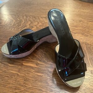BRAND NEW Jimmy Choo Black Patent wedges / Sandals